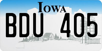 IA license plate BDU405
