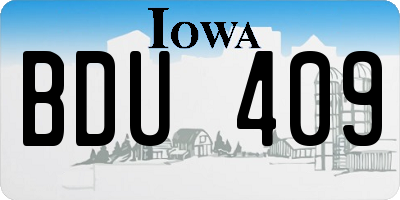 IA license plate BDU409