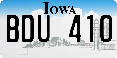 IA license plate BDU410