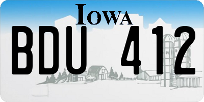 IA license plate BDU412