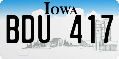 IA license plate BDU417