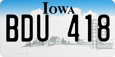 IA license plate BDU418