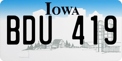 IA license plate BDU419