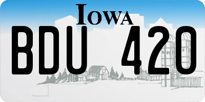IA license plate BDU420