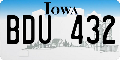 IA license plate BDU432