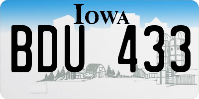 IA license plate BDU433
