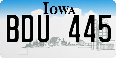 IA license plate BDU445