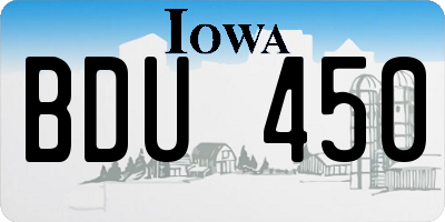 IA license plate BDU450