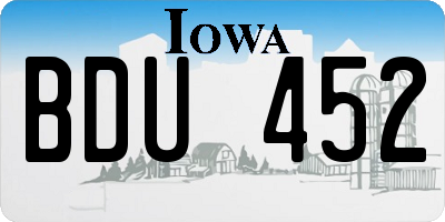 IA license plate BDU452