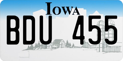 IA license plate BDU455