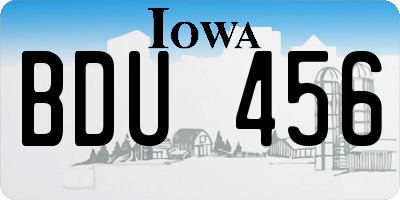 IA license plate BDU456