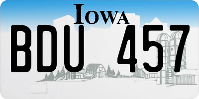 IA license plate BDU457