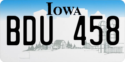 IA license plate BDU458