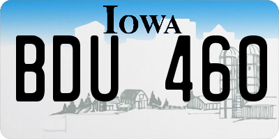 IA license plate BDU460