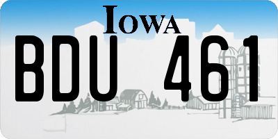 IA license plate BDU461