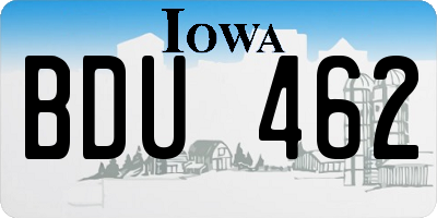 IA license plate BDU462