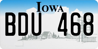 IA license plate BDU468