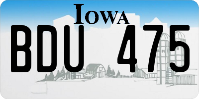 IA license plate BDU475