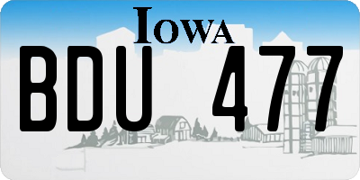 IA license plate BDU477