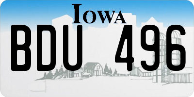 IA license plate BDU496