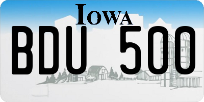 IA license plate BDU500