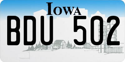 IA license plate BDU502