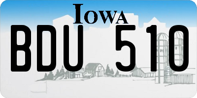 IA license plate BDU510