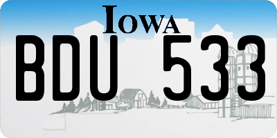 IA license plate BDU533
