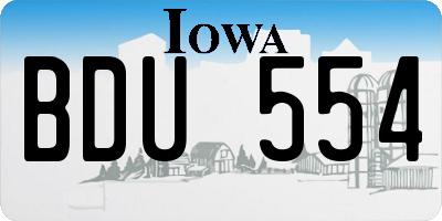 IA license plate BDU554