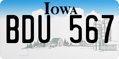 IA license plate BDU567