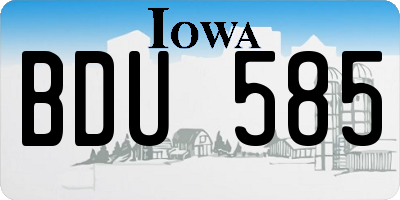 IA license plate BDU585