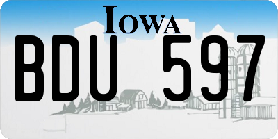IA license plate BDU597