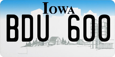 IA license plate BDU600