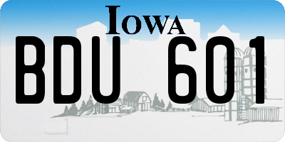 IA license plate BDU601