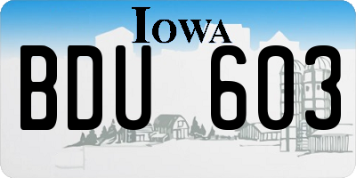 IA license plate BDU603