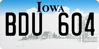 IA license plate BDU604