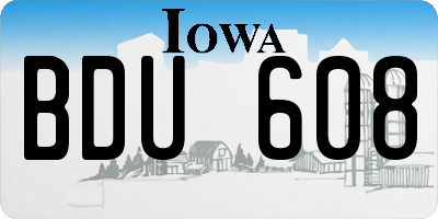 IA license plate BDU608