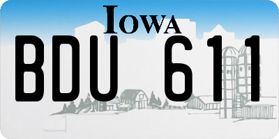 IA license plate BDU611