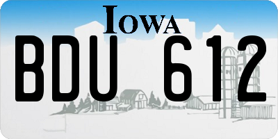 IA license plate BDU612