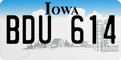 IA license plate BDU614
