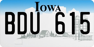 IA license plate BDU615