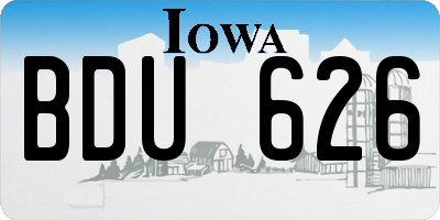 IA license plate BDU626
