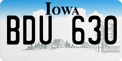 IA license plate BDU630