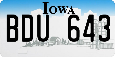 IA license plate BDU643