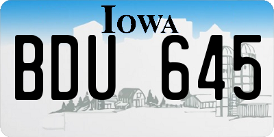 IA license plate BDU645