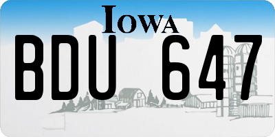 IA license plate BDU647