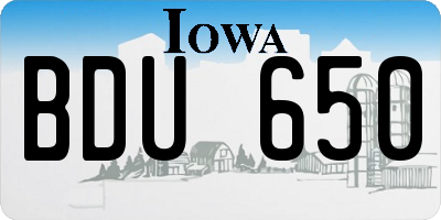 IA license plate BDU650