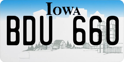 IA license plate BDU660