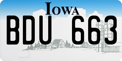 IA license plate BDU663