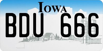 IA license plate BDU666